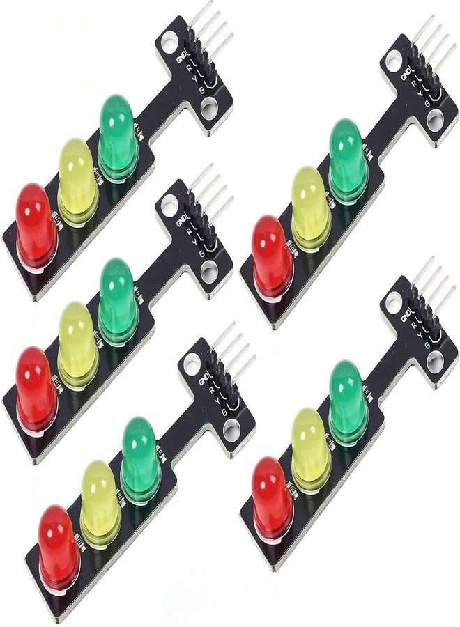 Electrobot 5PCS Mini Traffic Light LED Module 5V 5mm Display Board for UNO Rduino Raspberry Pi Electronic DIY STEM Projects Traffic Light System Compatible with Microcontrollers - Image 1